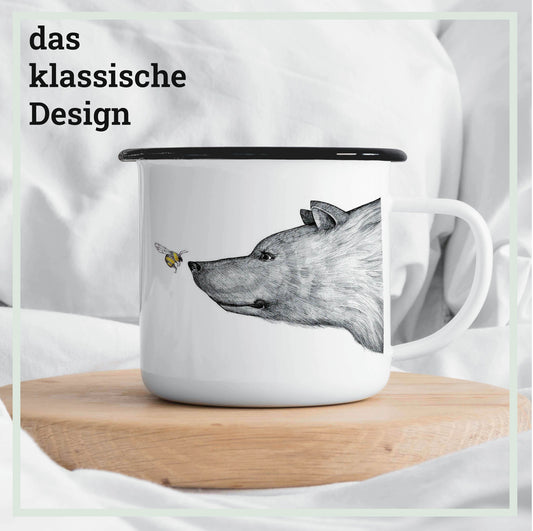 Taza de esmalte - El encuentro - El oso y la abeja