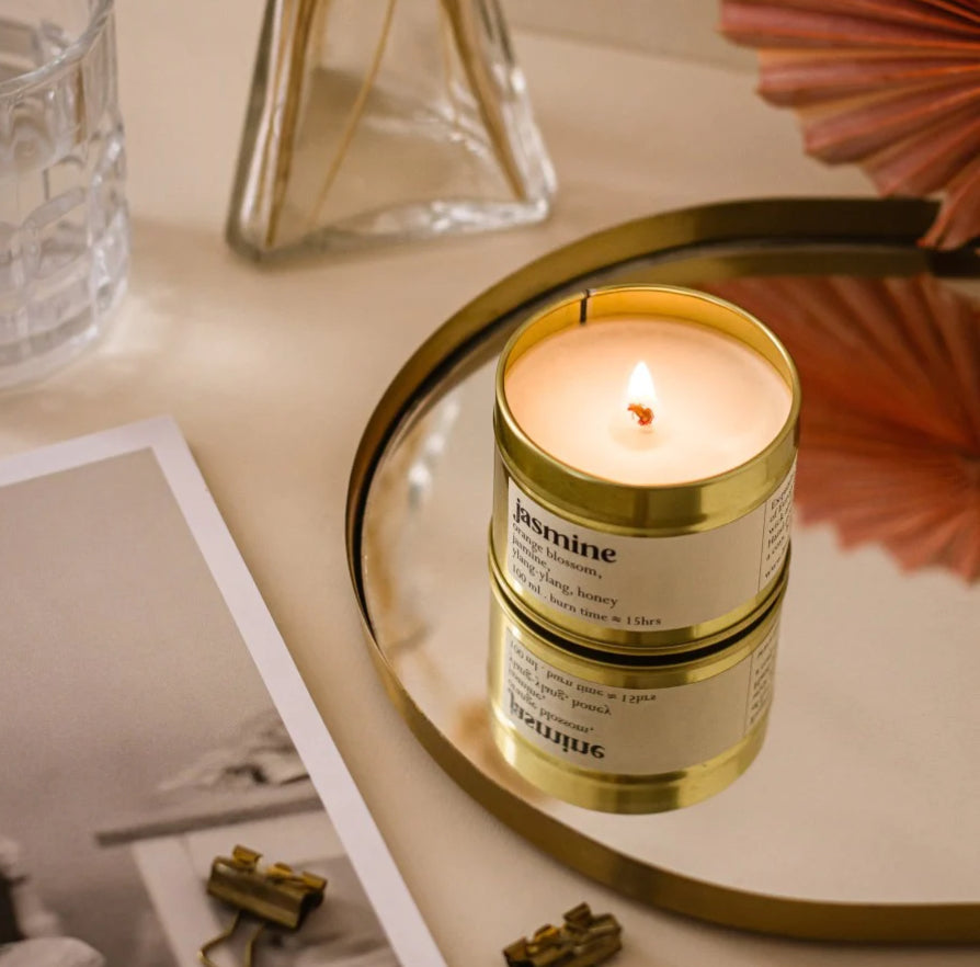Jasmine Botanical ARTISAN scented candle - with cotton wick - 100ml