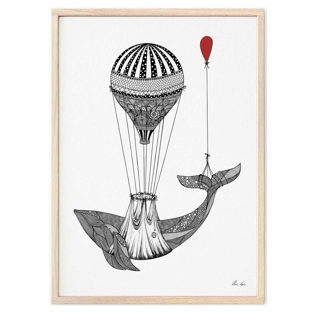 Premium Art Print - Whale Red Balloon transport