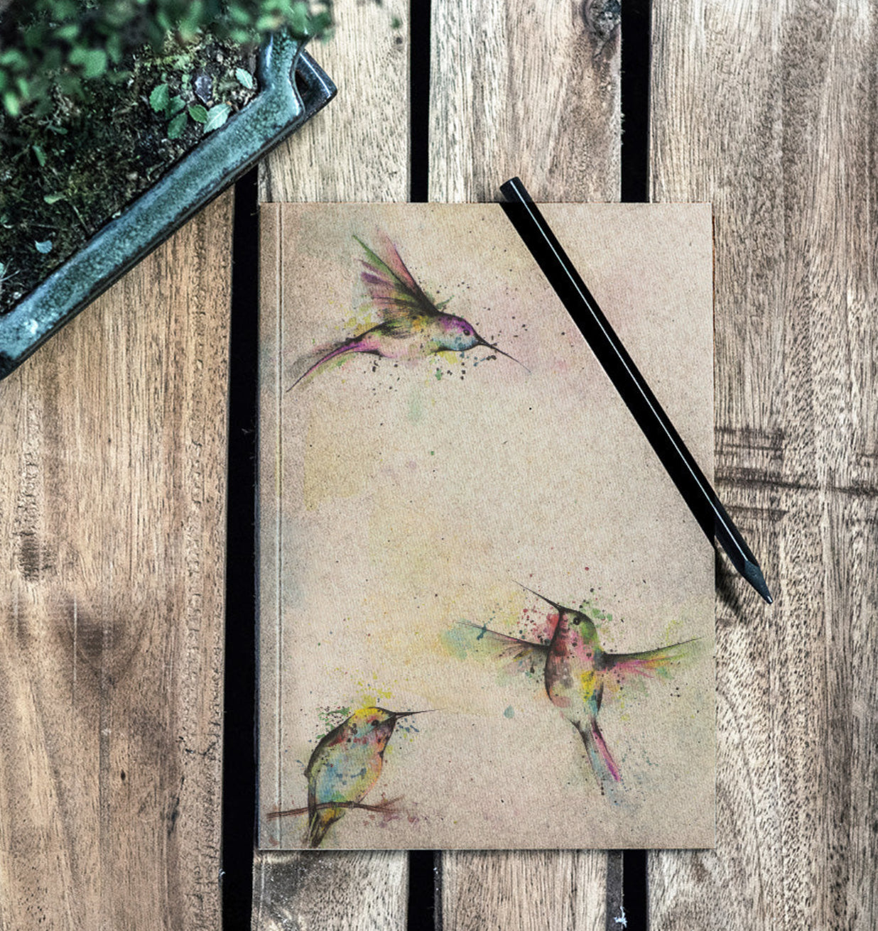 Notebook - Three Hummingbirds - RECYCLED PAPER