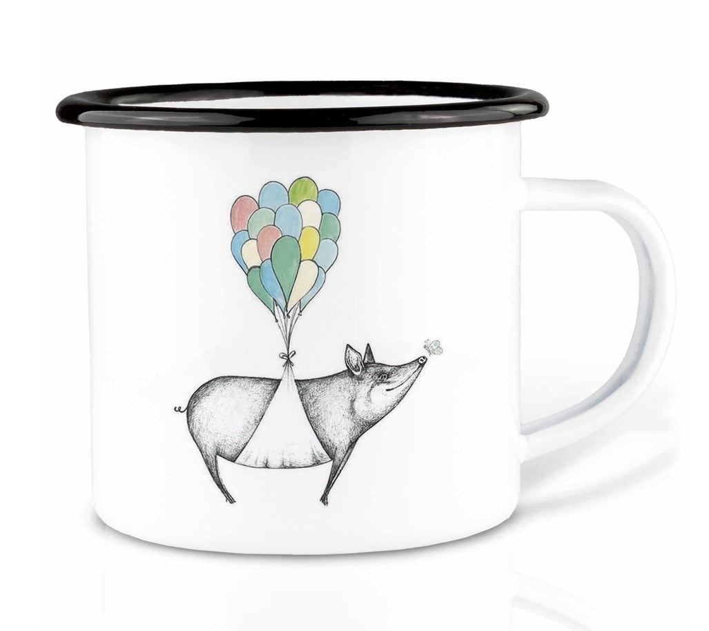 Enamel cup -Pigs might fly