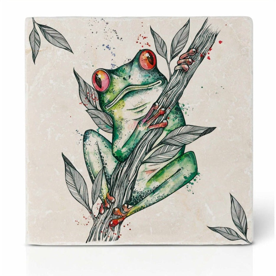 Natural stone art tile “Frog/Rana ”