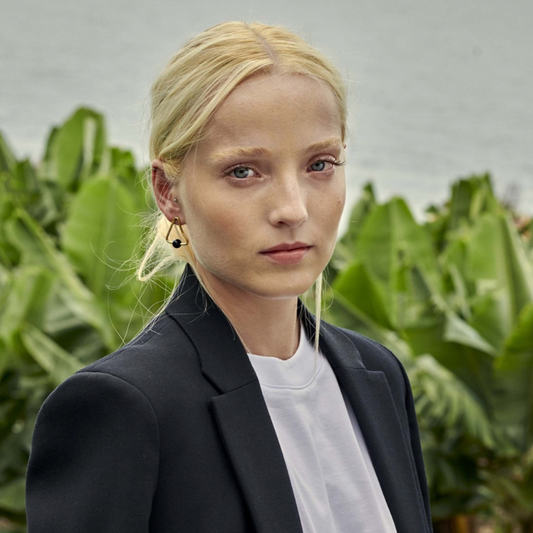 Pia Black Onyx 18 carat Gold plated earrings