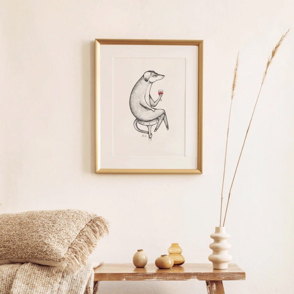 Premium Art Print - Jacques Wine lover Dog