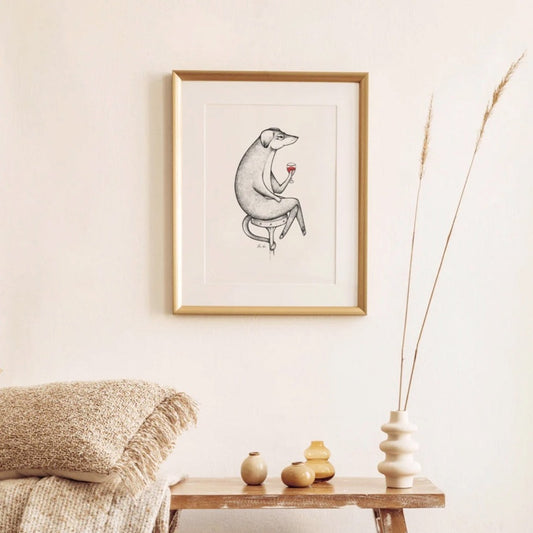 Premium Art Print - Jacques Wine lover Dog