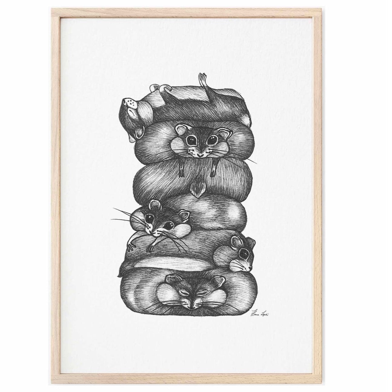 Premium Art Print - Hamster stack