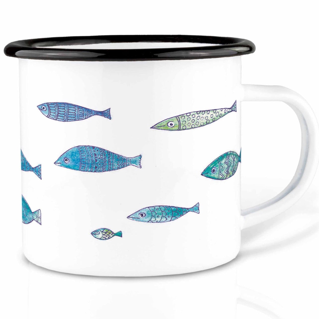 Enamel cup - School of fish