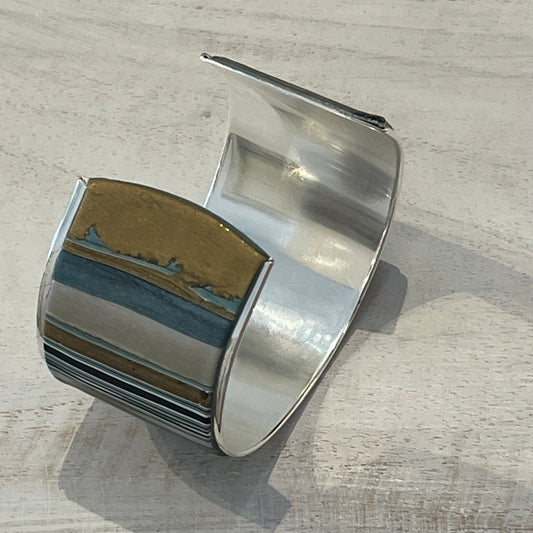 Nocturne | Sculptural Cuff in Sterling Silver-Coated Brass by Stephanie Fraselle