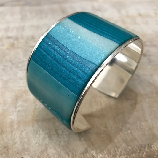 “ Tranquil Waters ” Blends Bracelet cuff by Stephanie Fraselle - Artisan Jewellery Design.