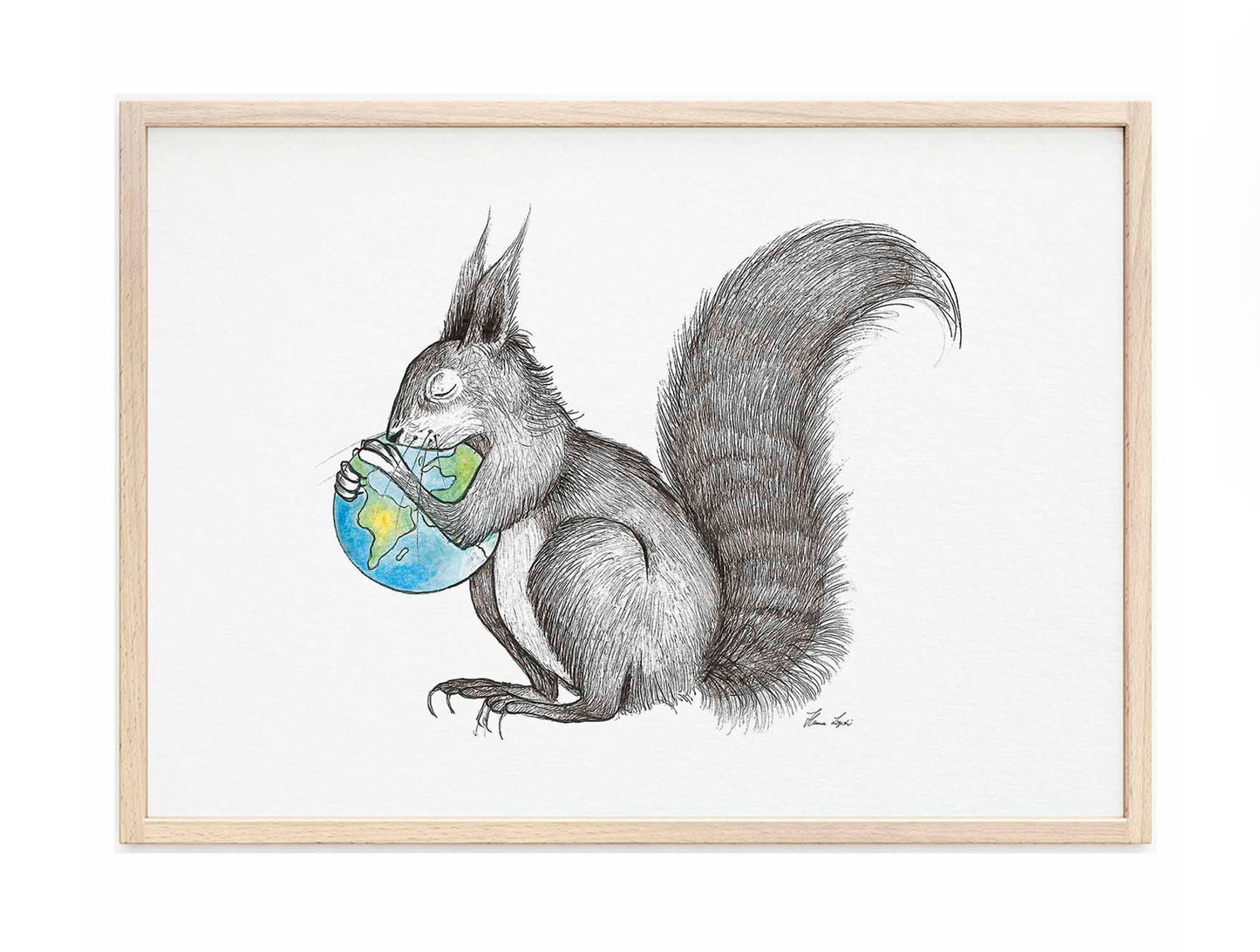 Premium Art Print - Squirrel holding the World