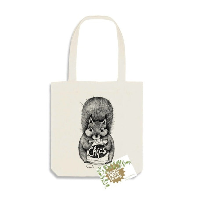 Bolsa de yute – Bolsa de patatas fritas Ardilla – Algodón RECICLADO.