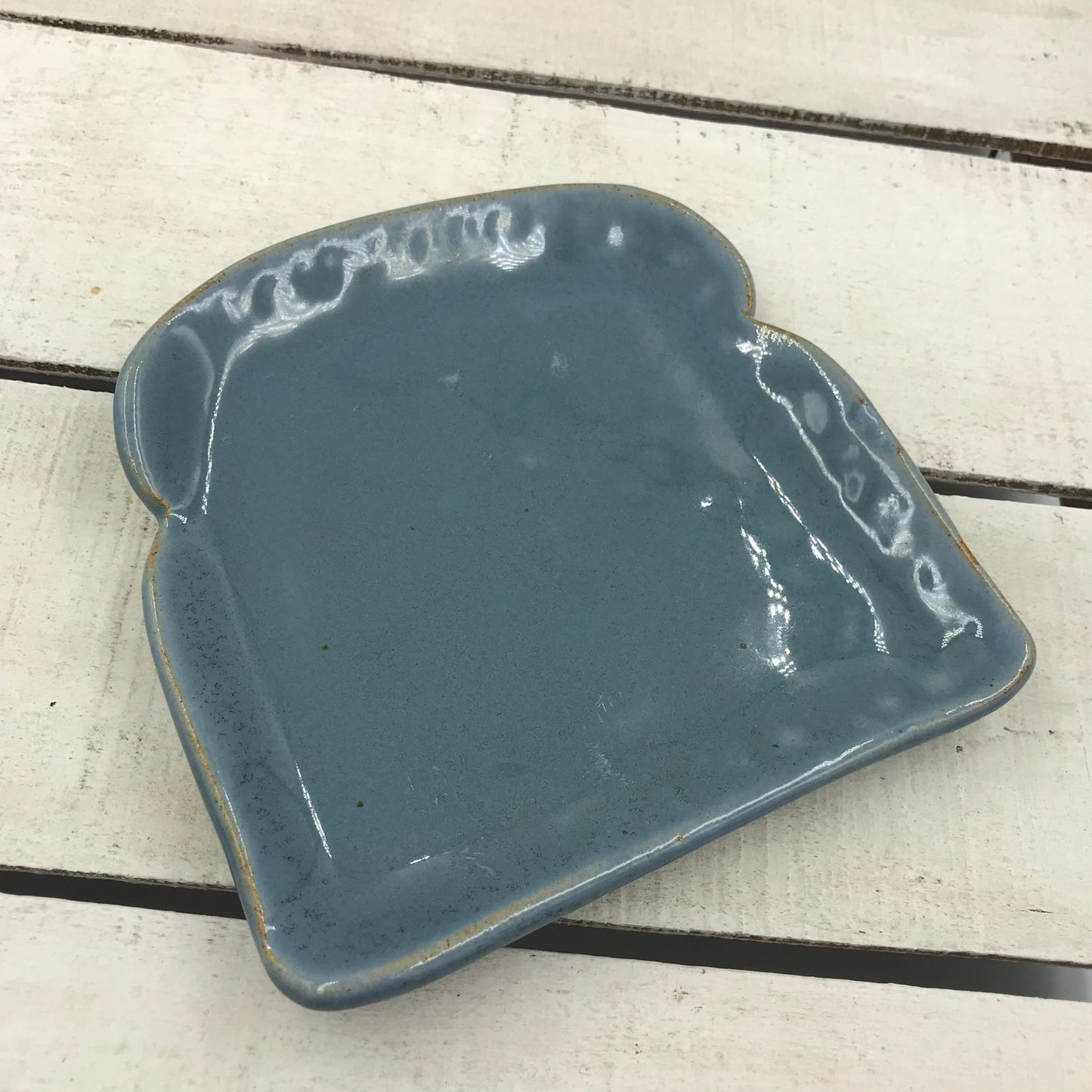 HANDCRAFTED Artisan Pottery Toast plate - BLUE