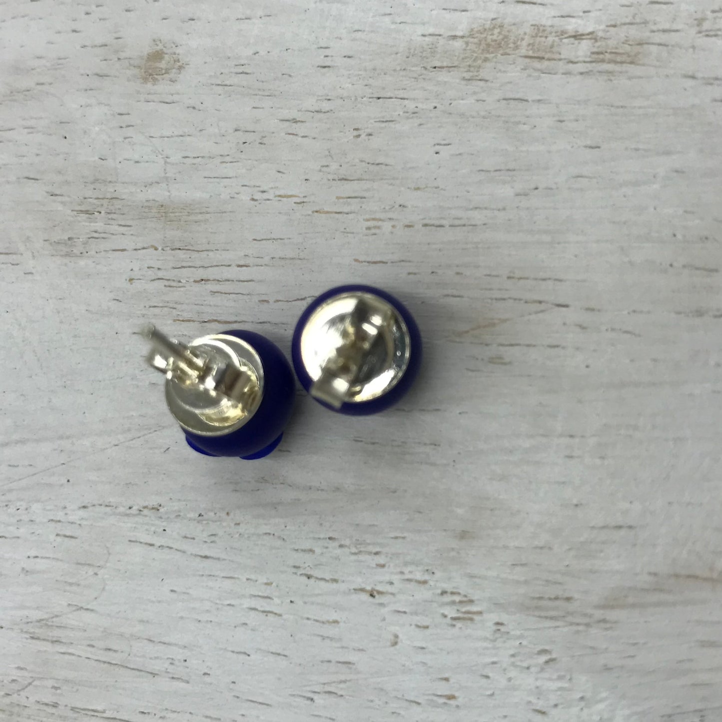 “ Matte Navy Marine 925 STERLING SILVER - handmade Earring studs - by Stephanie Fraselle - Artisan Jewellery Design