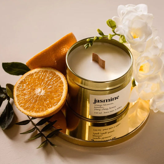 Jasmine botanical ARTISAN scented candle - large with wood wick