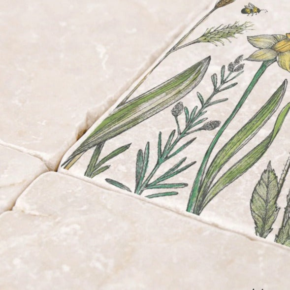 Natural stone art tile “Fish Duo Rubin”