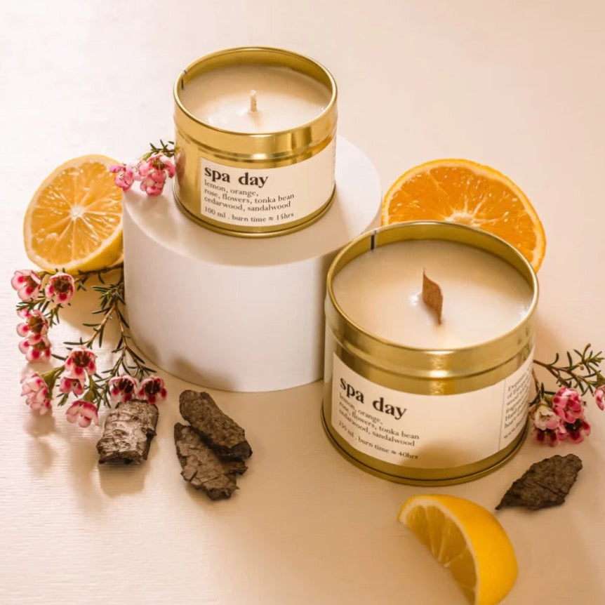 Spa day botanical ARTISAN scented candle - 100ml- with cotton wick