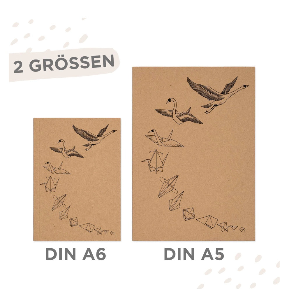 Cuaderno - Cisnes Origami - PAPEL RECICLADO