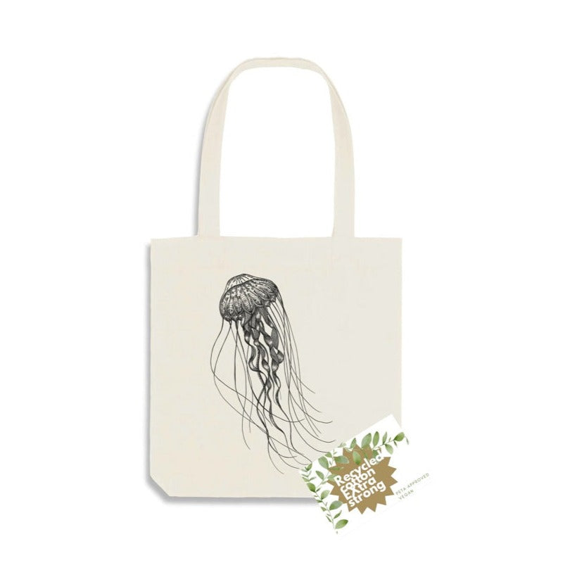 Jute bag - Jellyfish - RECYCLED cotton.