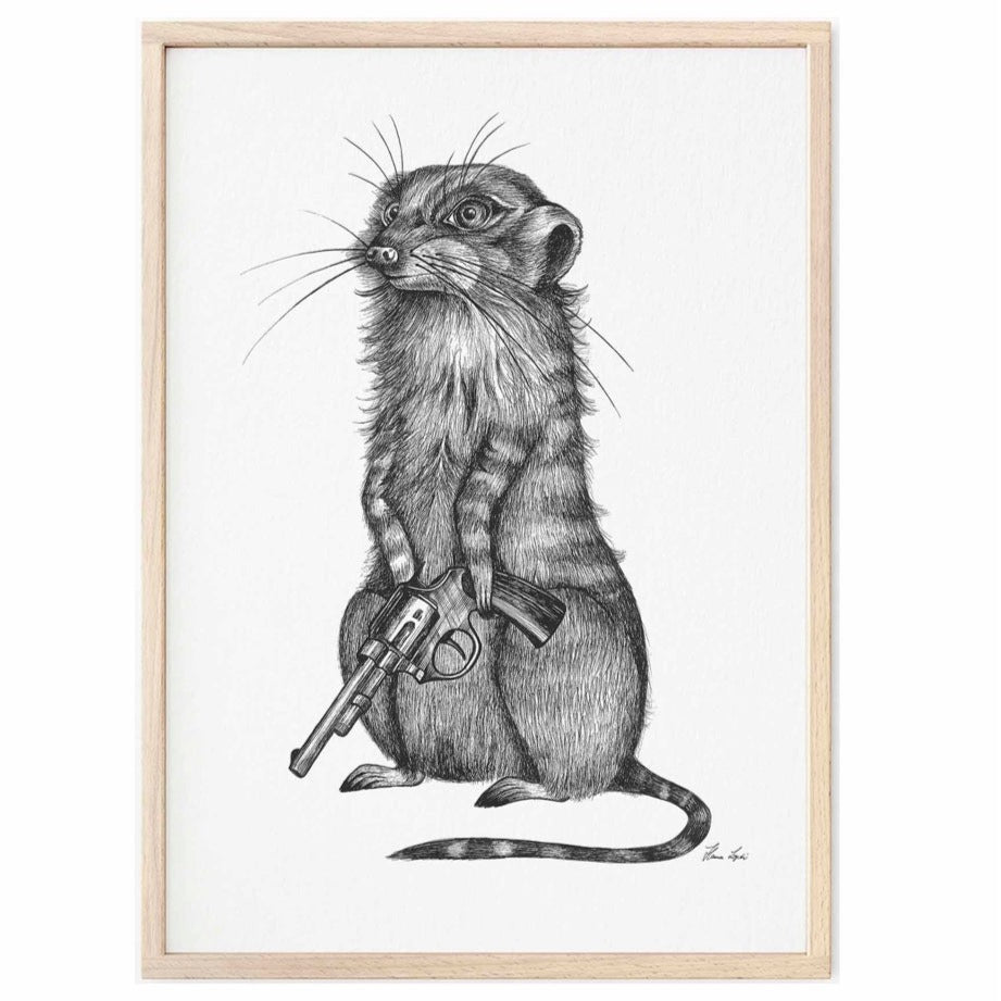 Premium Art Print - Meerkat Johnny Pistol