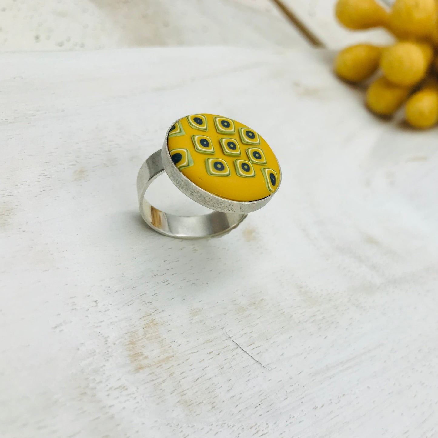 “Catherine” Round Adjustable 22mm ring by Stephanie Fraselle - Artisan Jewellery Design