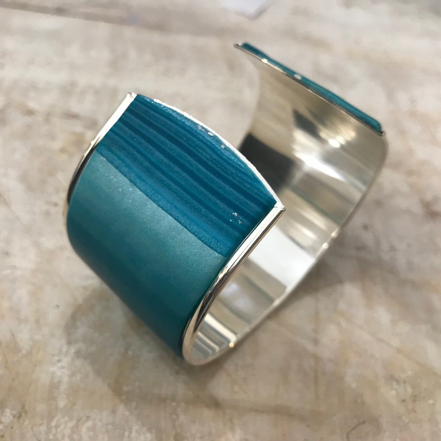 “ Tranquil Waters ” Blends Bracelet cuff by Stephanie Fraselle - Artisan Jewellery Design.
