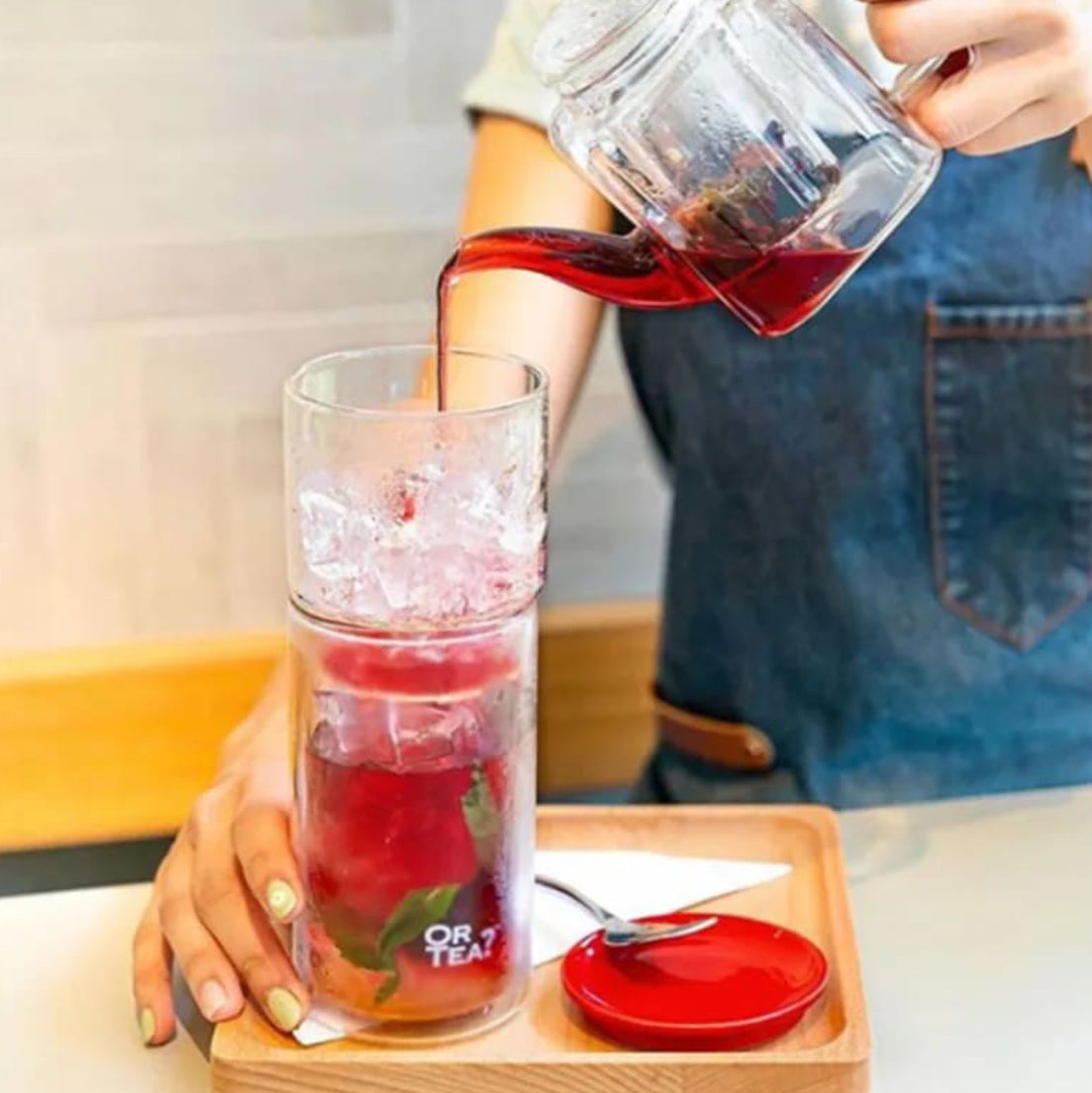 Or Tea?™ Glassier™ ice tea glass + ice strainer.