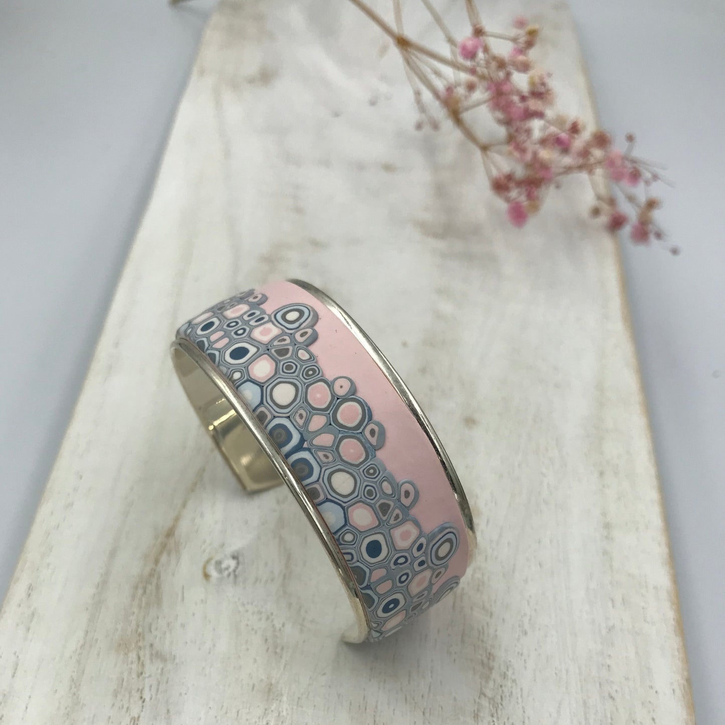“Pastels Hues” 23mm Bracelet cuff by Stephanie Fraselle - Artisan Jewellery Design