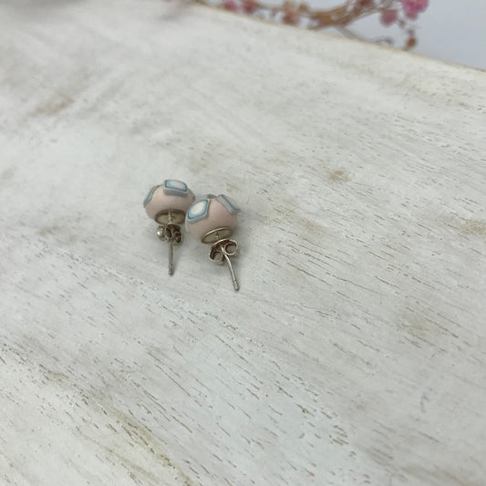 Pendientes de botón hechos a mano en PLATA DE LEY 925 con “Tonos pastel” de Stephanie Fraselle - Diseño de joyería artesanal