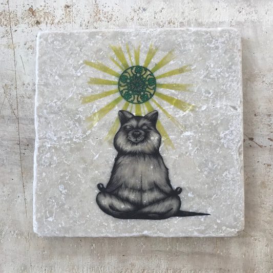 Azulejo artístico de piedra natural “Yoga Bear”