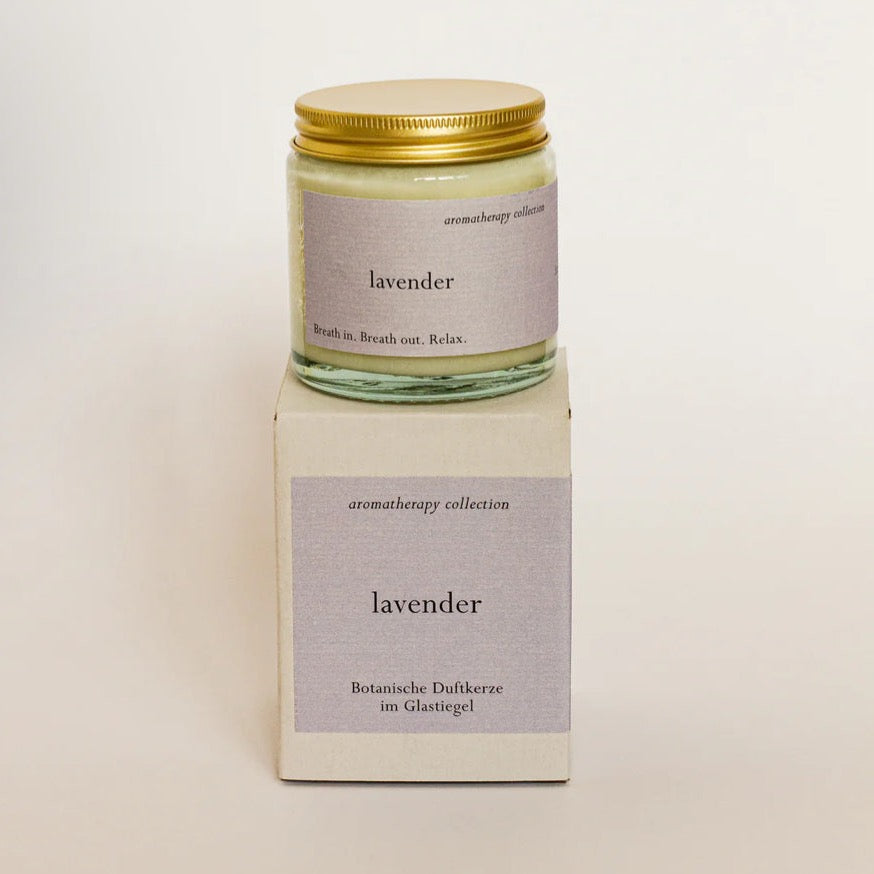 Lavendel-Aromakerze - komplett natürliche, handgefertigte Duftkerze mit reinem Lavendelöl