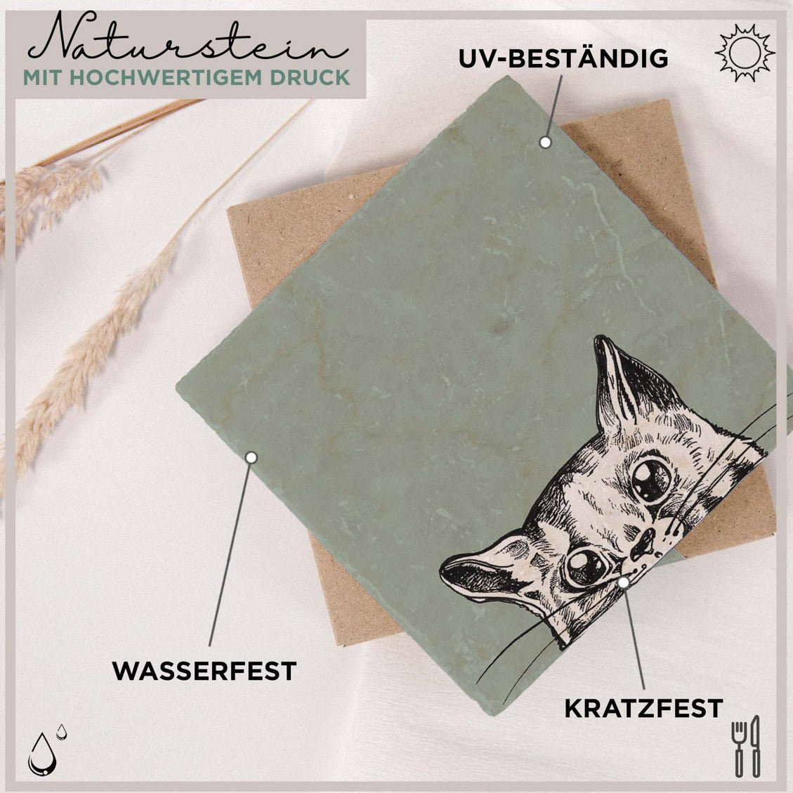 Natursteinkunstfliese „Imma“ Katze