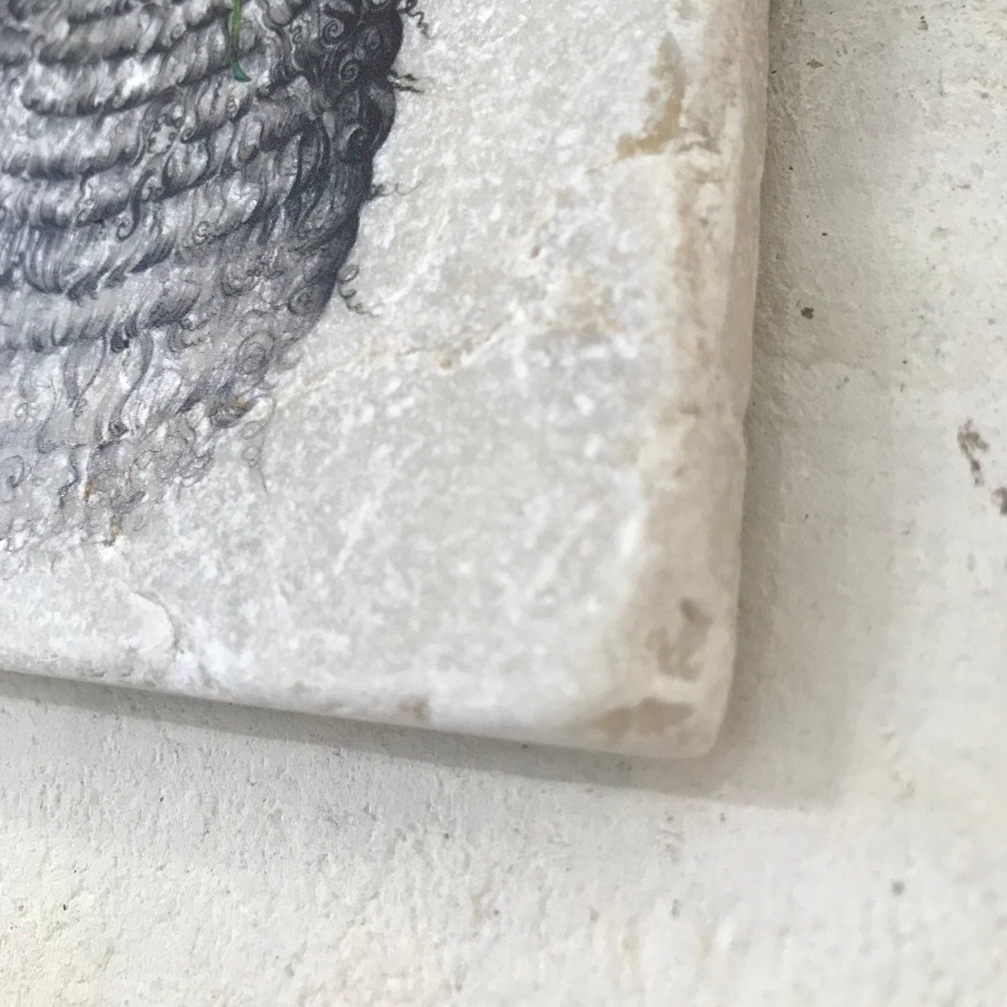 Natural stone art tile “Wilfred the sheep”