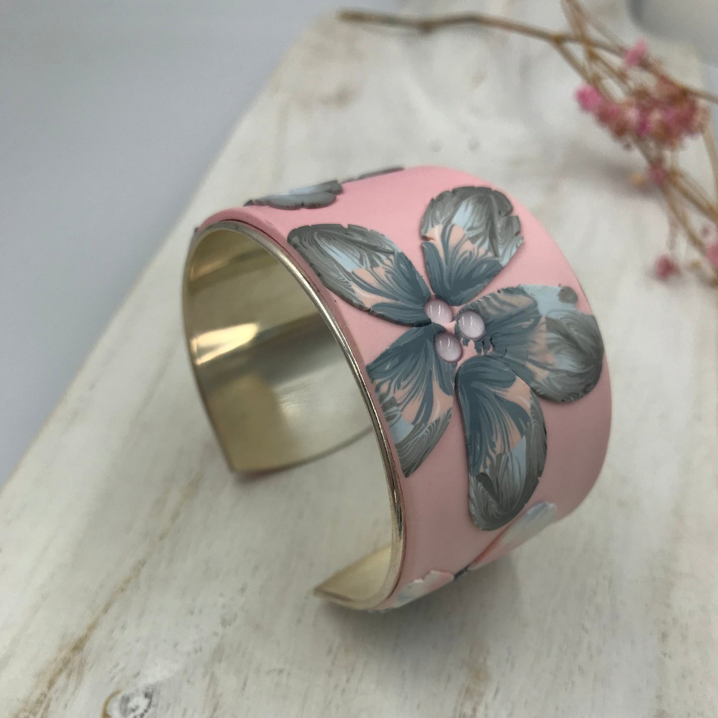 “ Pastel Hues” 37mm Bracelet cuff by Stephanie Fraselle - Artisan Jewellery Design