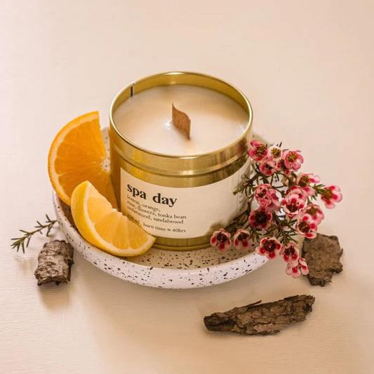 Spa day botanical ARTISAN scented candle - large with wood wick - 250ml