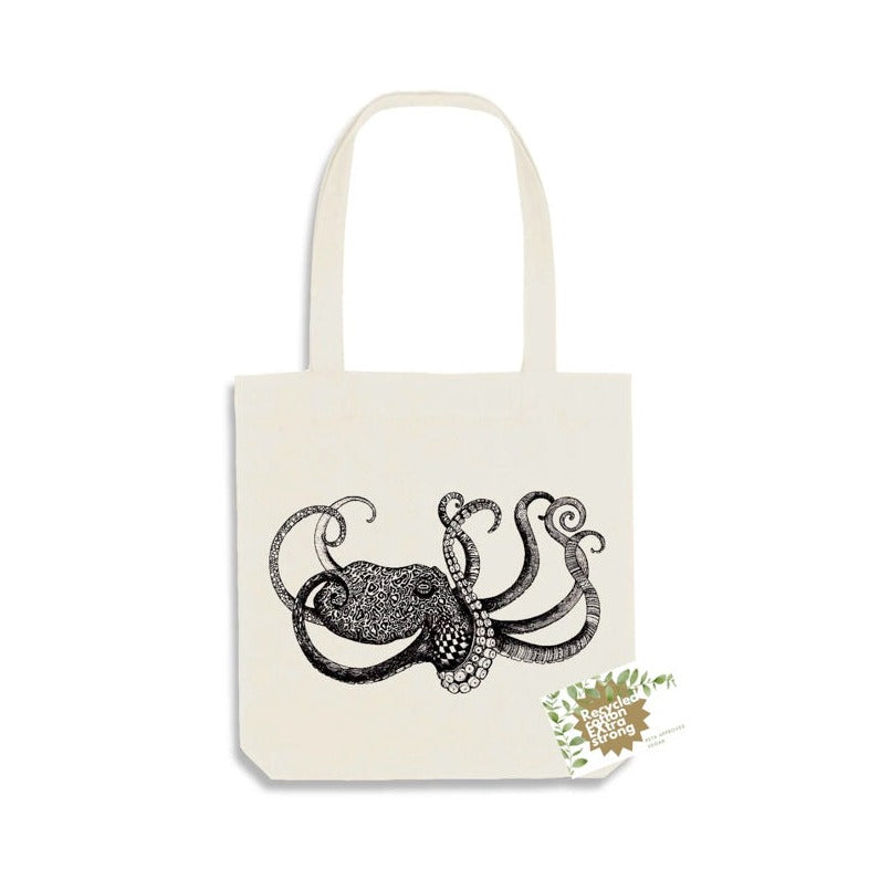 Jute bag - Octopus- RECYCLED cotton.