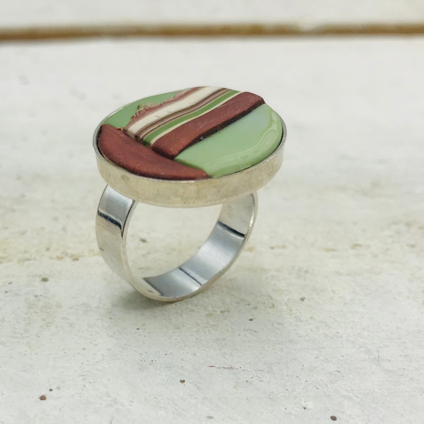 “Country” Round Adjustable 22mm ring by Stephanie Fraselle - Artisan Jewellery Design