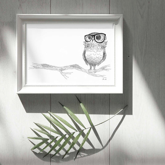Premium Art Print - Owl on a branch