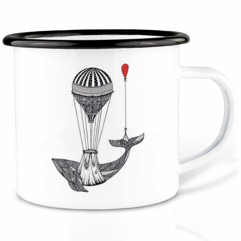 Enamel cup - Whale Balloon transport