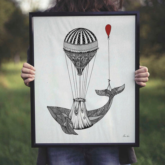 Premium Art Print - Whale Red Balloon transport