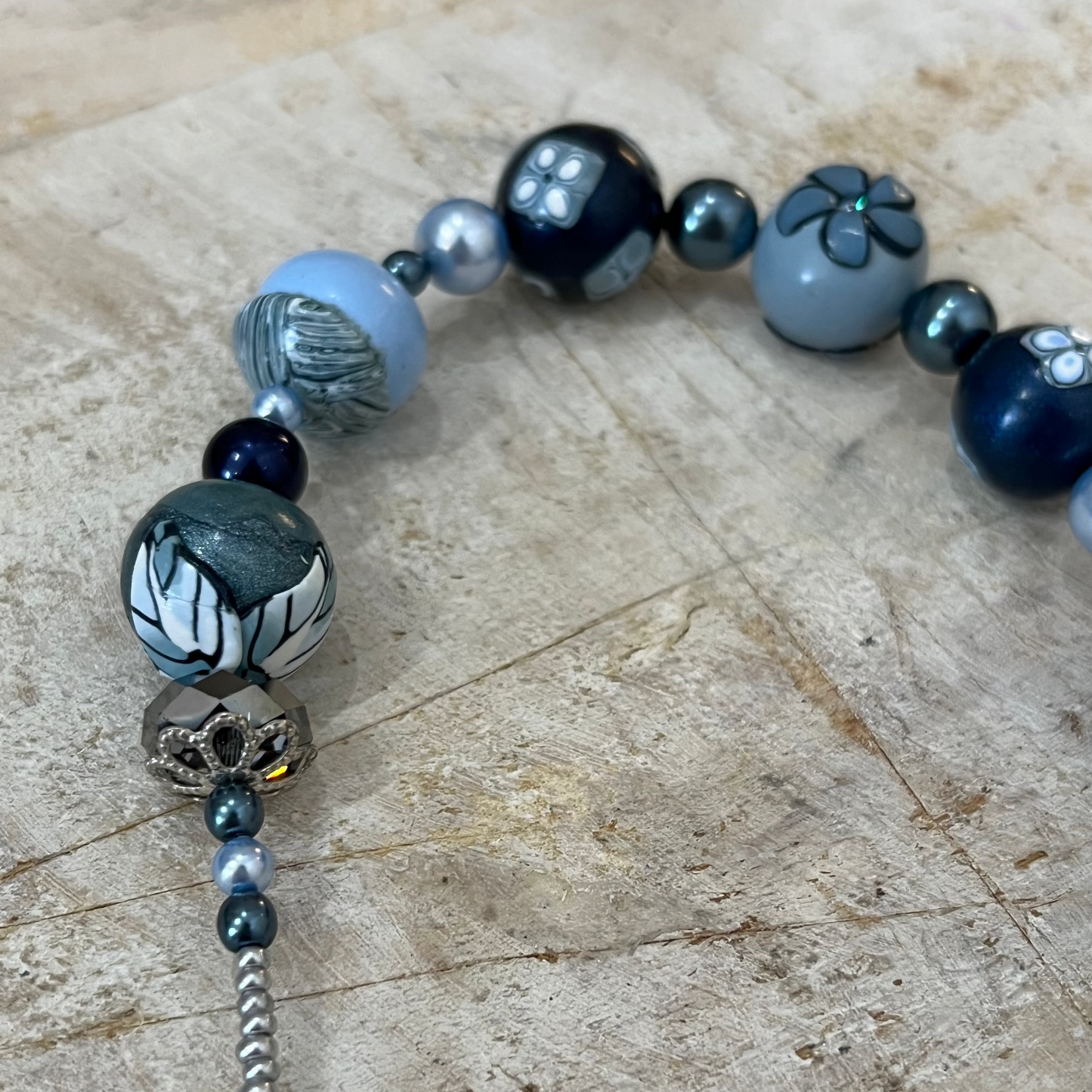 “Blue Denim” Empress necklace by Stephanie Fraselle - Artisan Jewellery Design