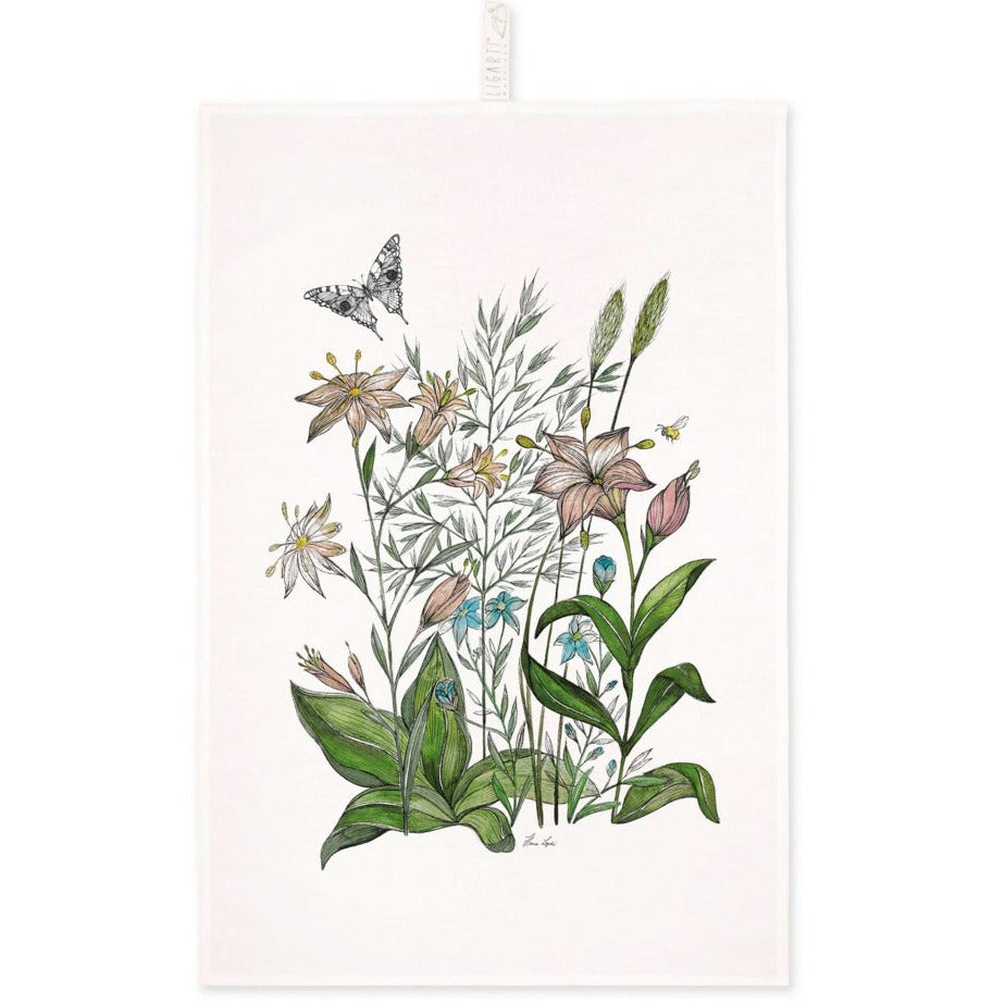 Tea Towel - Flower Meadow 2 - 🌿 Half linen kitchen towel (55% linen / 45% cotton)