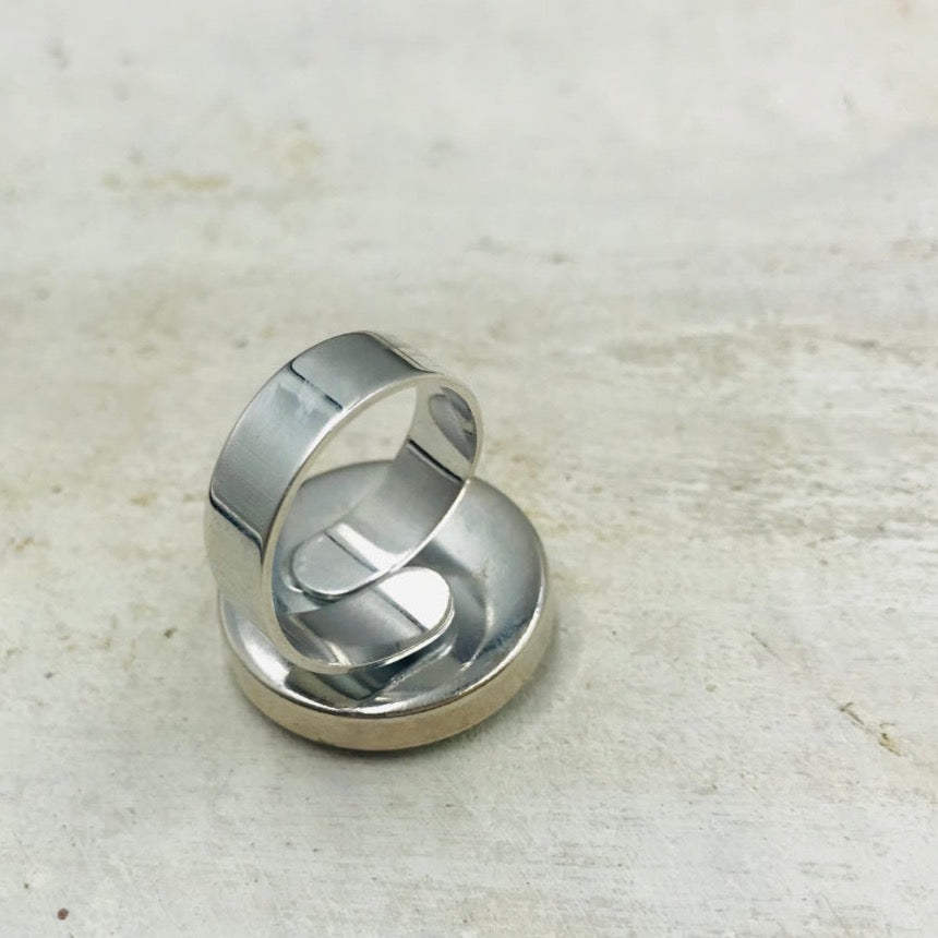 “ Tranquil waters” Round Adjustable 22mm ring by Stephanie Fraselle - Artisan Jewellery Design