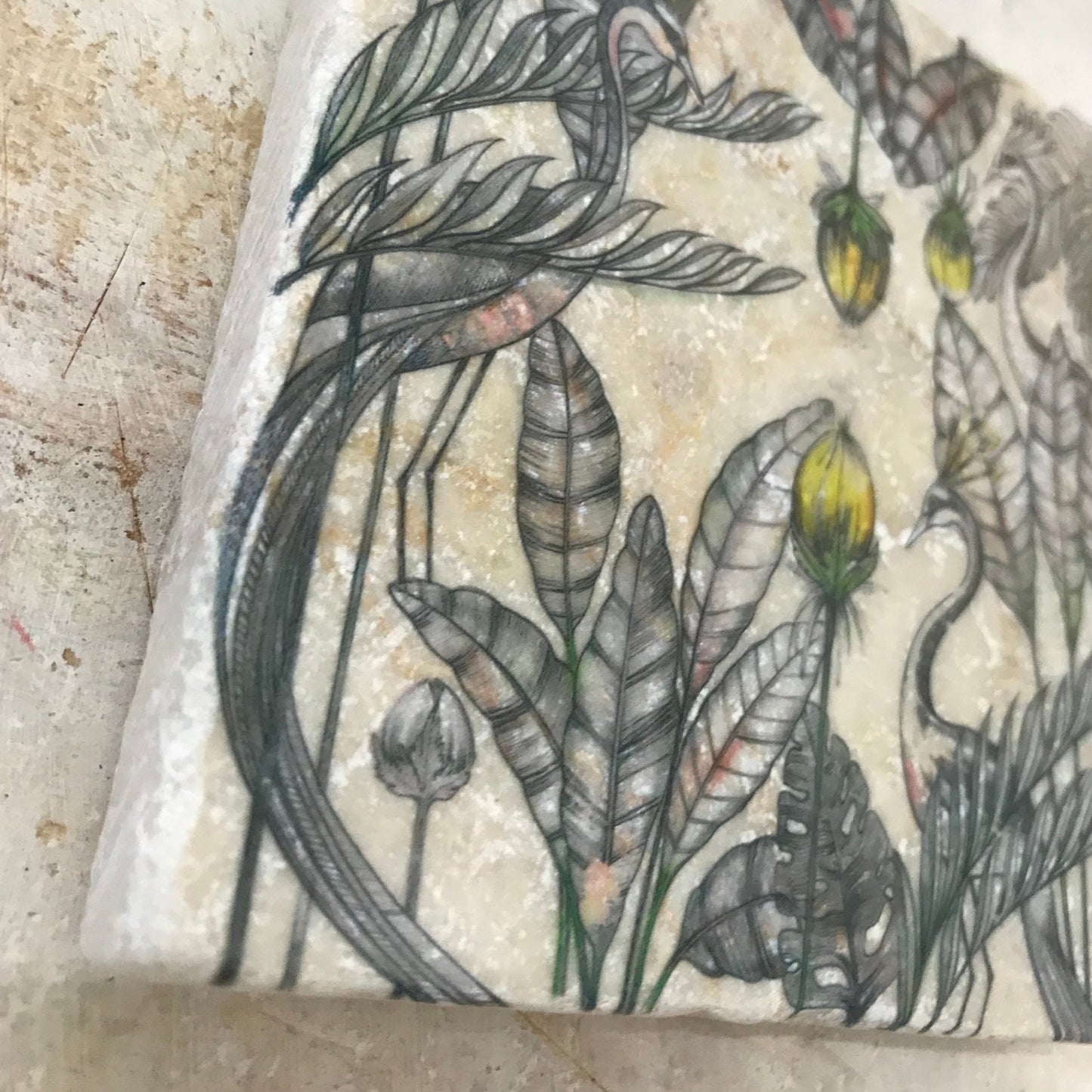 Natural stone art tile “Peacock”