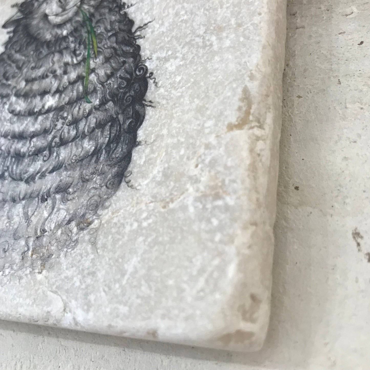 Natural stone art tiles SET OF THREE “Donkey burro/Rita /Wilfred the sheep”