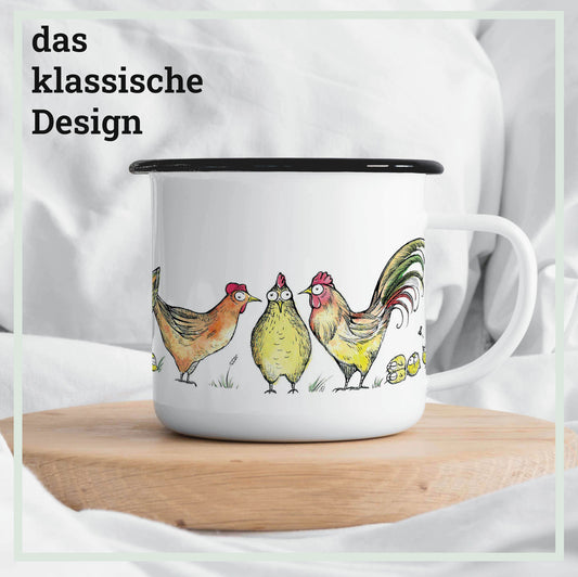 Enamel cup - Fox disguised as a chicken
