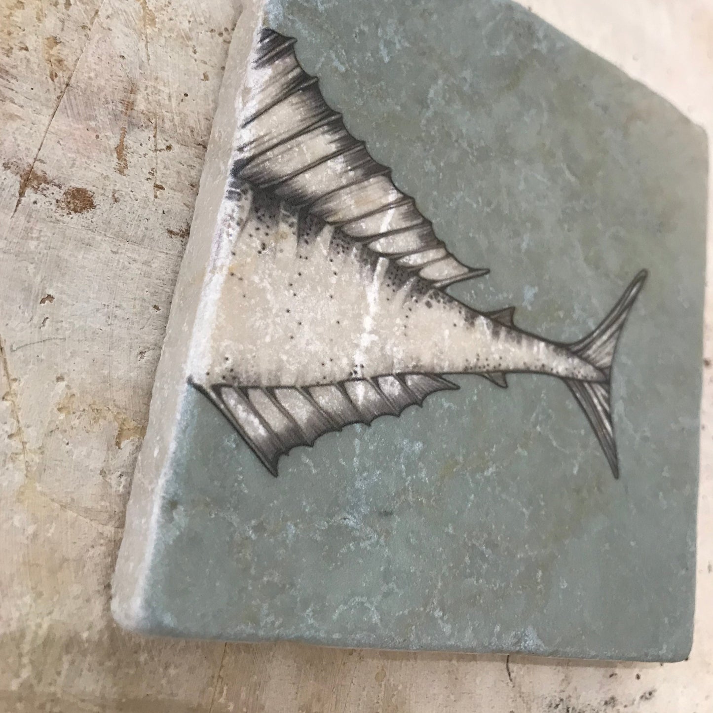 Natural stone art tile “Swordfish 2”