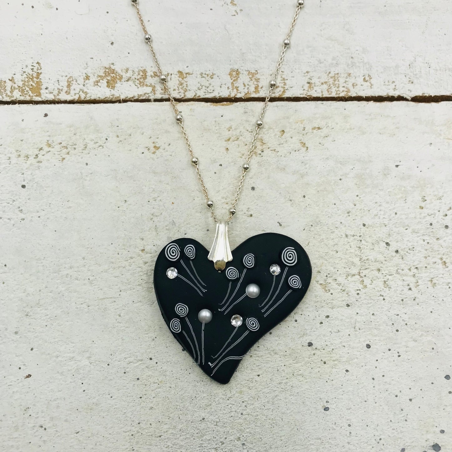 “Matte Black” Heart pendant - Sterling Silver 925 necklace by Stephanie Fraselle - Artisan Jewellery Design