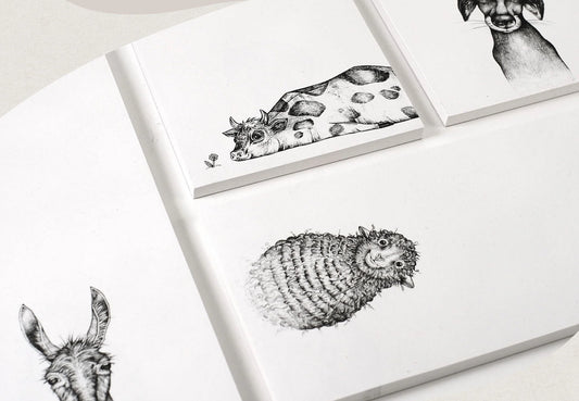 4 illustrations in 1 notepad - FARM - RECYCLED PAPER