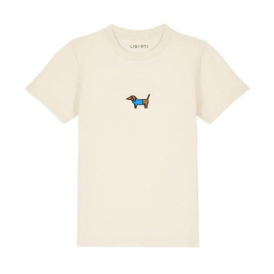 Best Organic Super Soft Childs Unisex T-shirt -Embroidered - Stefan the Daschund