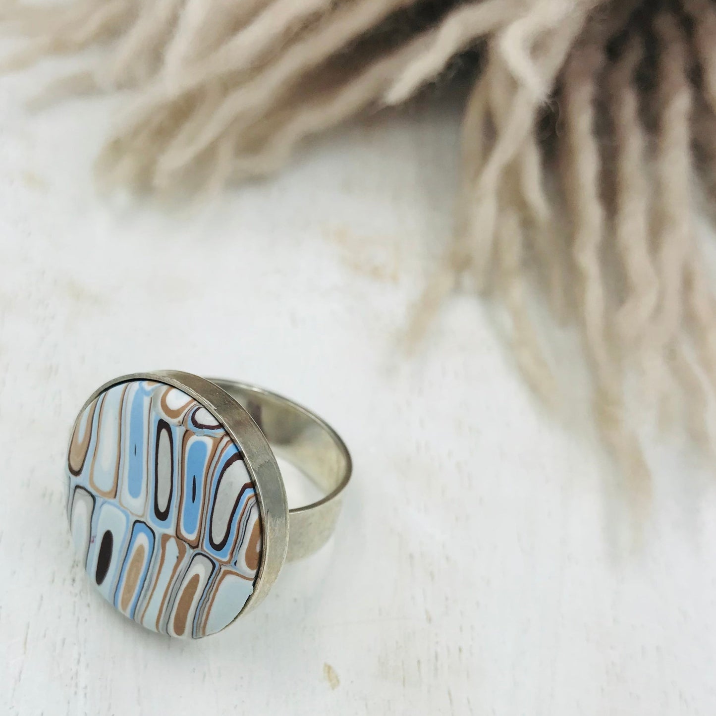 “ Beaches” Round Adjustable 22mm ring by Stephanie Fraselle - Artisan Jewellery Design